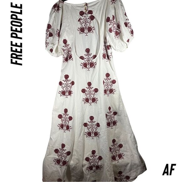 FREE PEOPLE CACTUS FLOWER MAXI DRESS NEW LARGE WHITE WINE COMBO - Picture 9 of 10